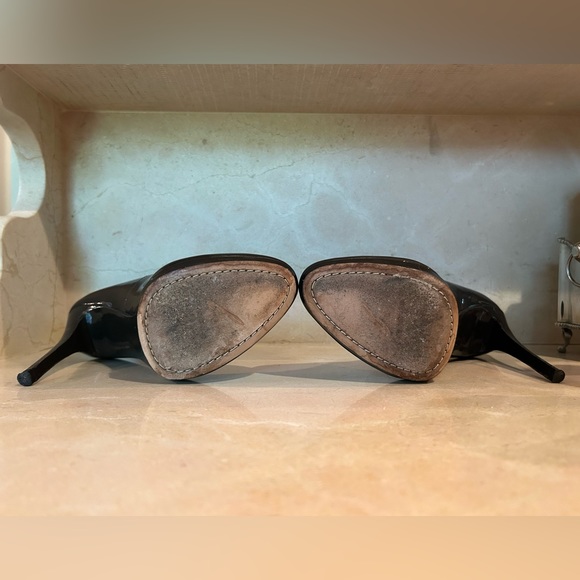 Brian Atwood Dark Grey Patent Leather Heels - Picture 4 of 5